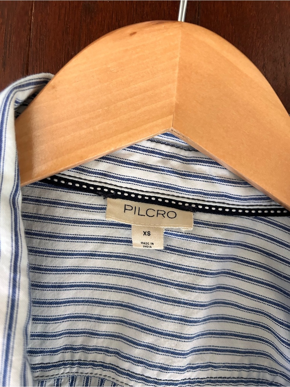 Anthropologie Pilcro Asymmetrical Button-Front Wrap Shirt Dress blue white XS - Picture 11 of 14